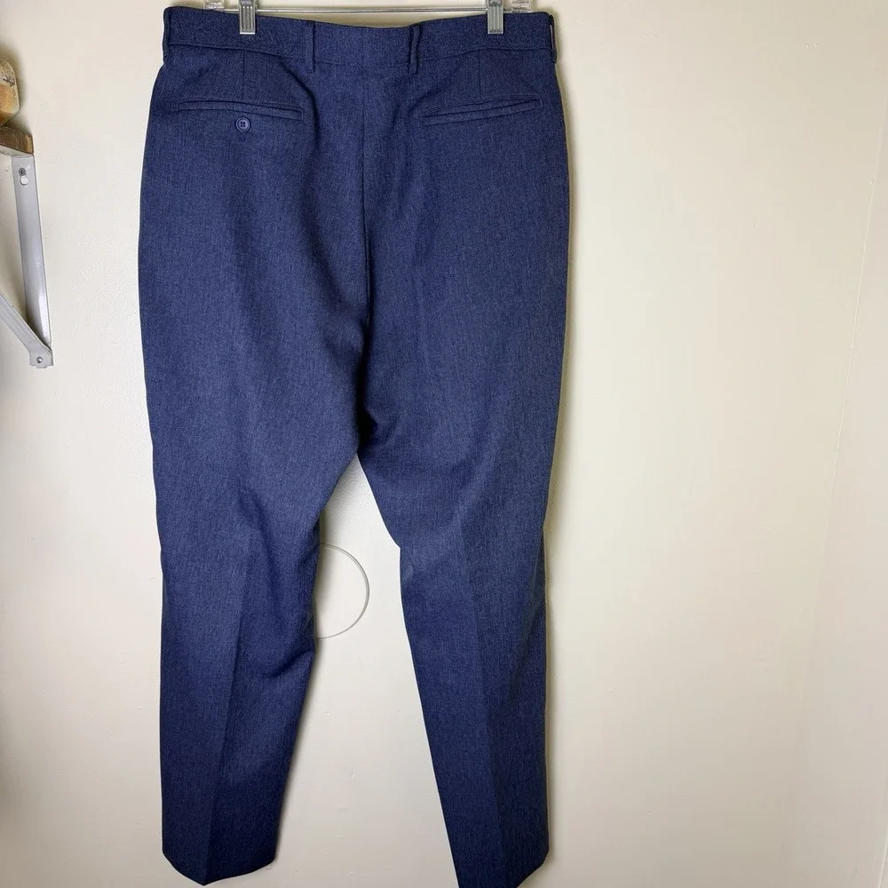 Vintage Levis Action Slacks Pants Mens 33x30 Blue Flat Front Dress 70s Trousers